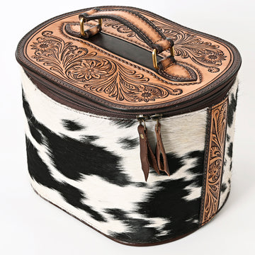 American Darling Jewelry Case Hand Tooled Hair On Genuine Leather Western Women Bag Handbag Purse |